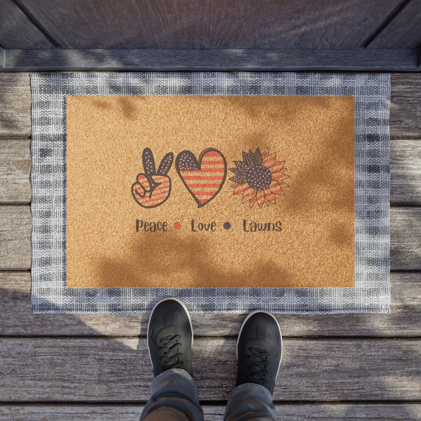 Peace Love Lawns Welcome Mat