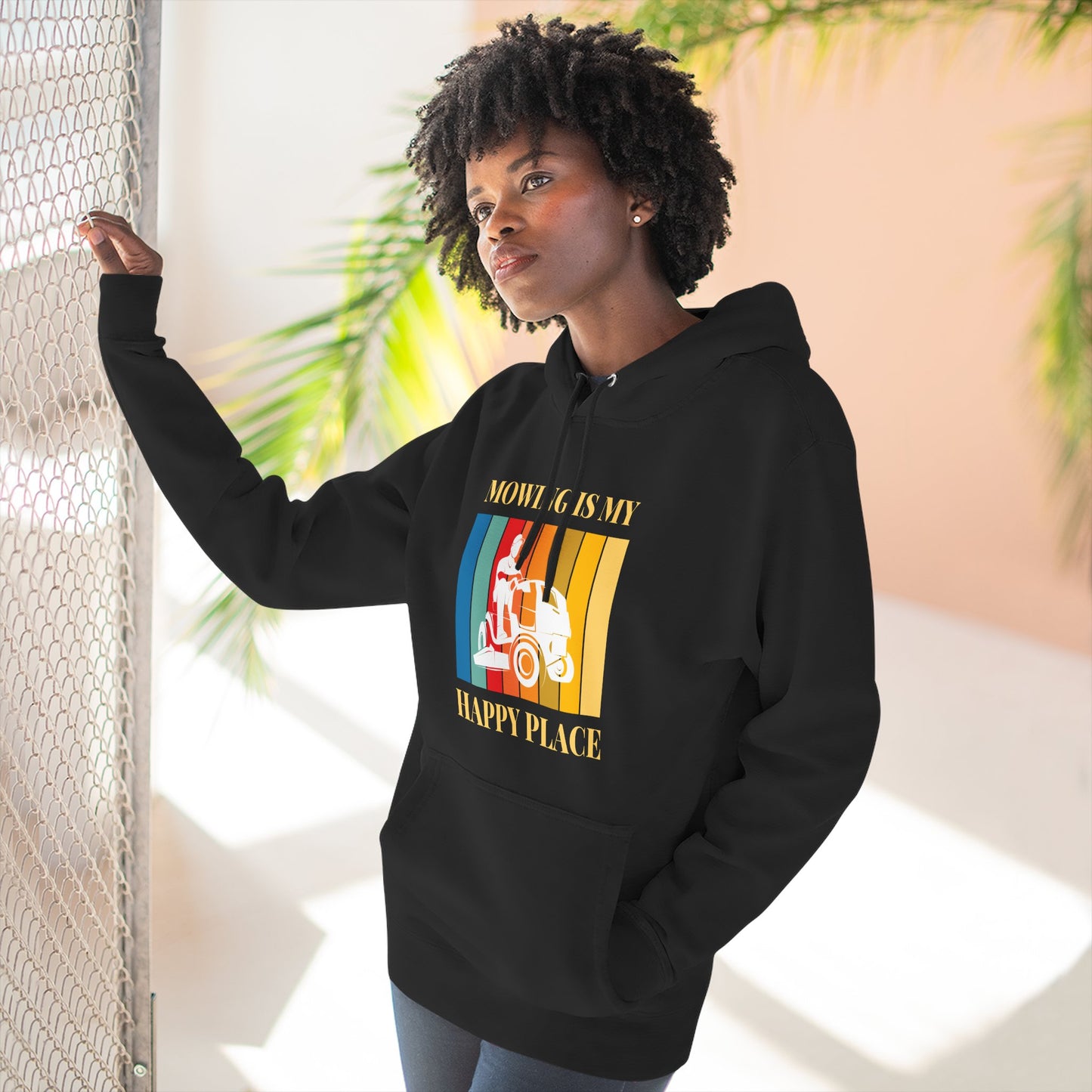 Mowing is my Happy Place Hoodie | Trendy Fleece Hooded Sweatshirt